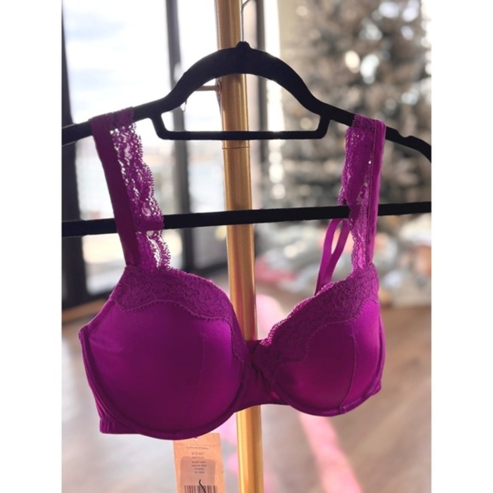 Stella McCartney Fuchsia Lace-Trim Underwire Bra